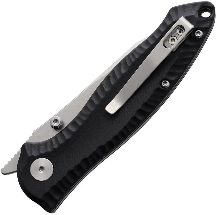 TRIVISA Delphinus Linerlock - Black G10 Handle With 14C28N Sandvik Blade And Lanyard Hole by TRIVISA
