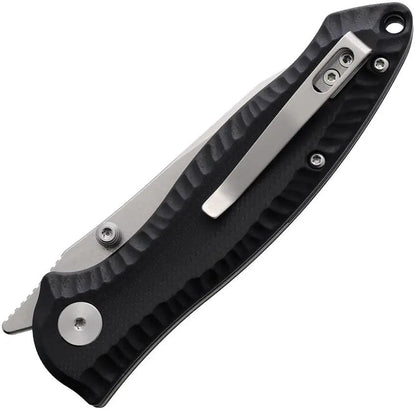 TRIVISA Delphinus Linerlock - Black G10 Handle With 14C28N Sandvik Blade And Lanyard Hole by TRIVISA