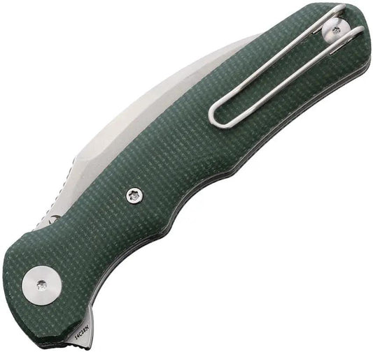 TRIVISA Lacerta Linerlock Micarta TY19-GM-14 - Green Micarta Handle, Hawkbill Blade, Extended Tang by TRIVISA
