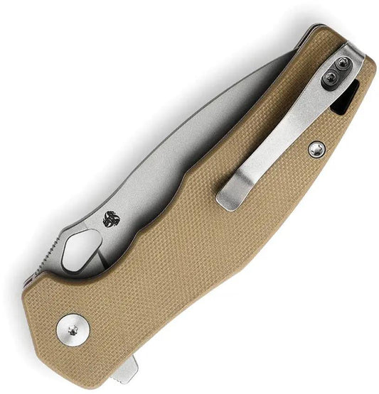Trivisa Corvus-03 - Tan G10 Handle And 14C28N Sandvik Stainless Drop Point Blade by TRIVISA