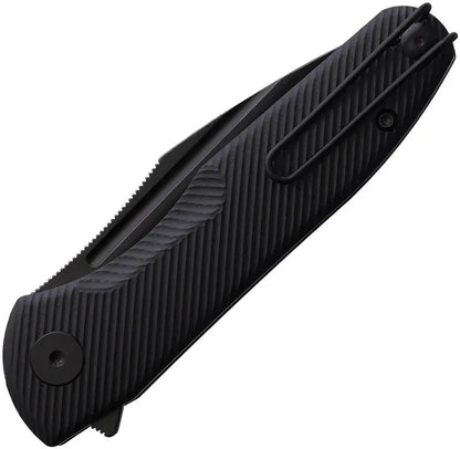 TRIVISA Antliae Linerlock - Black Stonewash 14C28N Sandvik Blade With G10 Handle And Extended Tang by TRIVISA