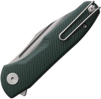 Trivisa Antliae Linerlock Green G10 - 3.25in Stonewashed 14C28N Blade With Extended Tang And Pocket Clip by TRIVISA