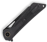TRIVISA Monoceros-04 Linerlock Black - Sandvik 14C28N Cleaver Style Blade With Black Micarta Handle by TRIVISA
