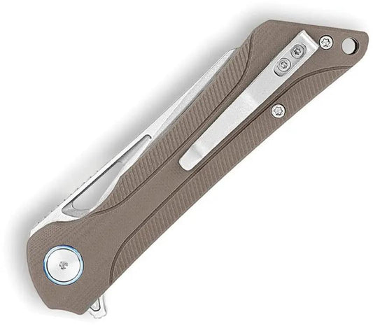 TRIVISA Monoceros-03 - Linerlock Desert TY25-DG With Desert Sand G10 Handle And 14C28N Sandvik Blade by TRIVISA