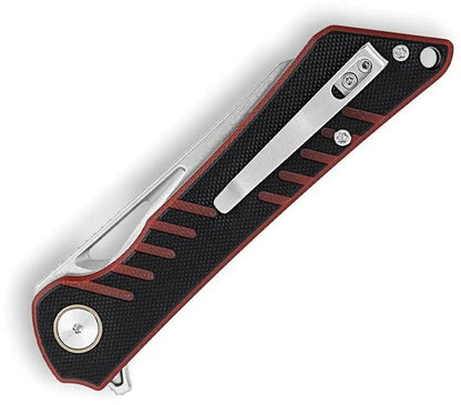 TRIVISA Monoceros-03 Linerlock Red TY25-RBG - 14C28N Sandvik Stainless Cleaver Blade with Red Black G10 Handle by TRIVISA