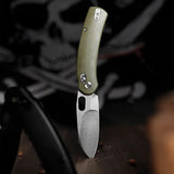 Trivisa Lamb Crossbar Lock Knife - Bohler N690 Blade, Stonewash Finish, OD Green G10 Handle by TRIVISA