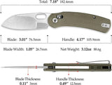 Trivisa Lamb Crossbar Lock Knife - Bohler N690 Blade, Stonewash Finish, OD Green G10 Handle by TRIVISA
