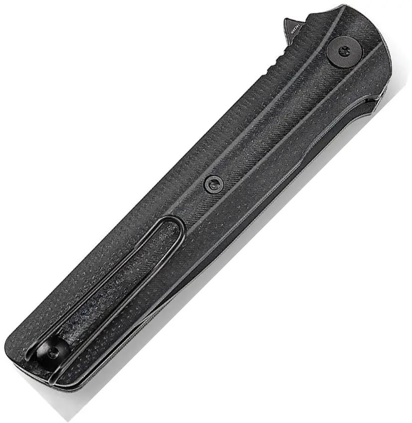 TRIVISA Seagull Linerlock - Black Stonewash 14C28N Blade With Extended Tang Pocket Clip by TRIVISA