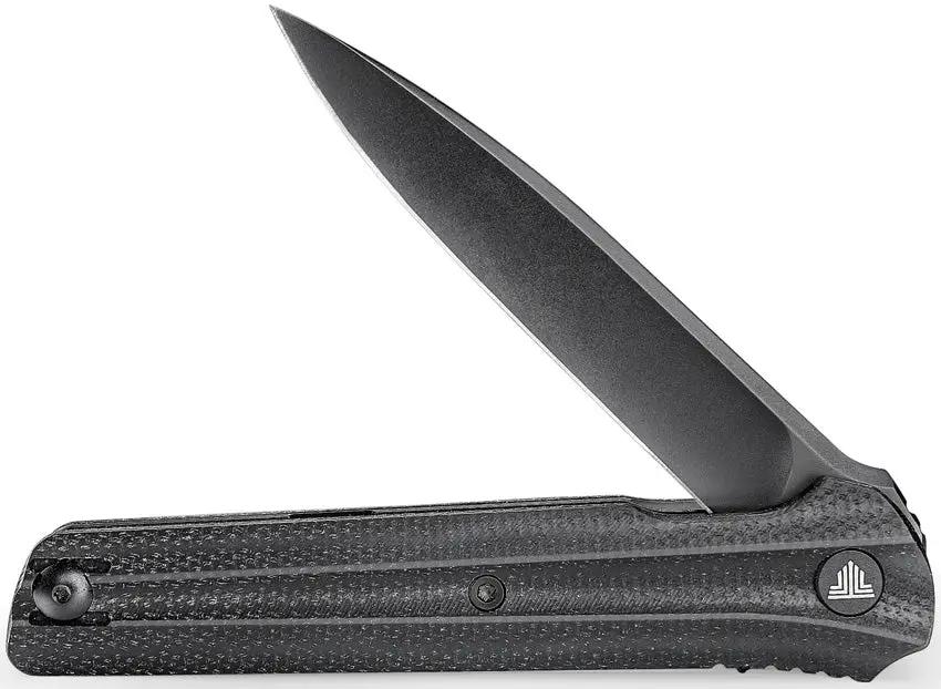TRIVISA Seagull Linerlock - Black Stonewash 14C28N Blade With Extended Tang Pocket Clip by TRIVISA