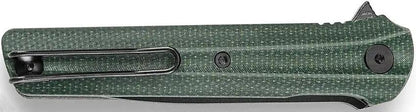 TRIVISA Seagull Linerlock - Green Canvas Micarta Handle With 3.38in 14C28N Black Stonewash Blade by TRIVISA