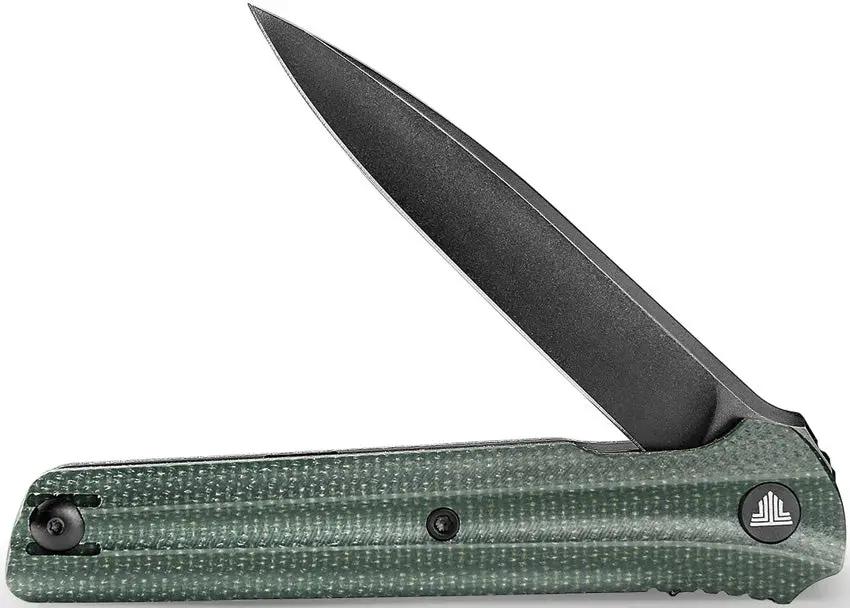 TRIVISA Seagull Linerlock - Green Canvas Micarta Handle With 3.38in 14C28N Black Stonewash Blade by TRIVISA