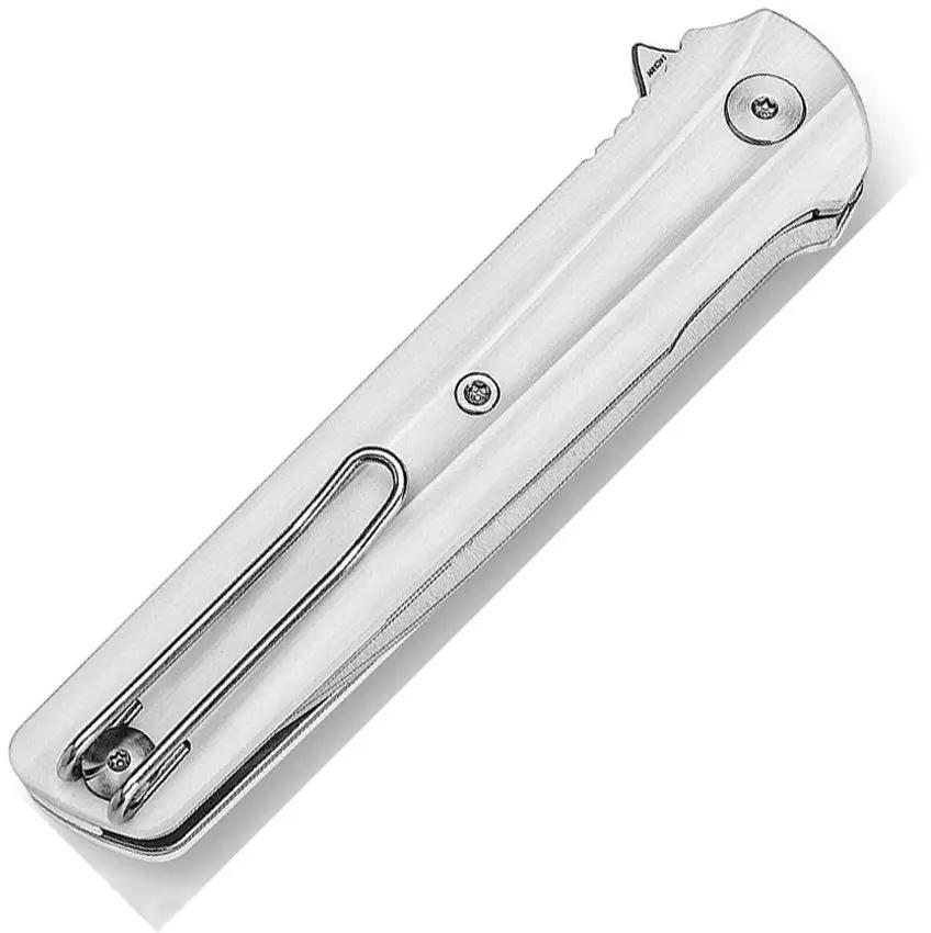 TRIVISA Seagull Linerlock White G10 TY28-WG-14 - Extended Tang, Satin 14C28N Blade, Pocket Clip by TRIVISA