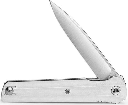 TRIVISA Seagull Linerlock White G10 TY28-WG-14 - Extended Tang, Satin 14C28N Blade, Pocket Clip by TRIVISA