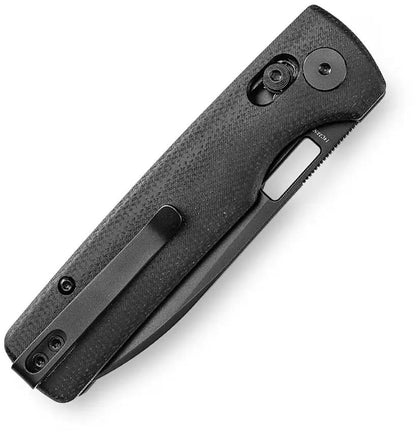 Trivisa Sabretooth Crossbar Lock Knife - Black Canvas Micarta, 14C28N Stainless Drop Point Blade by TRIVISA