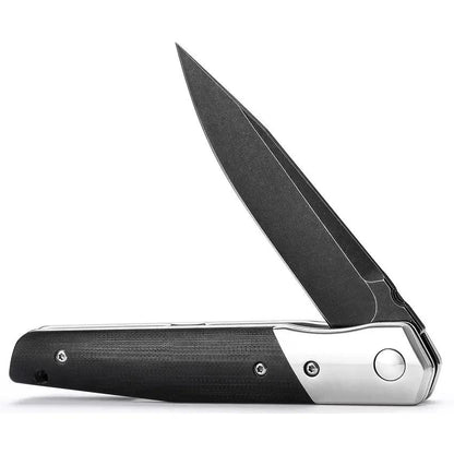 TRIVISA Leominor Linerlock Black XW01 B KG Compact 4.5in Closed 3.5in Bohler K110 Blade Black G10 Handle by TRIVISA