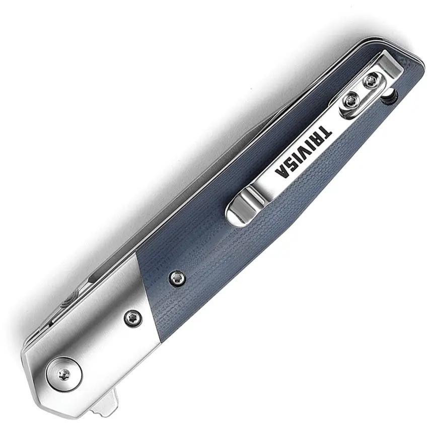 TRIVISA Leominor Linerlock - Blue G10 Handle With Satin Bohler K110 Blade, 4.5 Inch Closed EDC Knife by TRIVISA