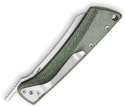 TRIVISA Norma-04 Linerlock - Green Canvas Micarta Handle, 14C28N Sandvik Stainless Blade, Extended Tang by TRIVISA