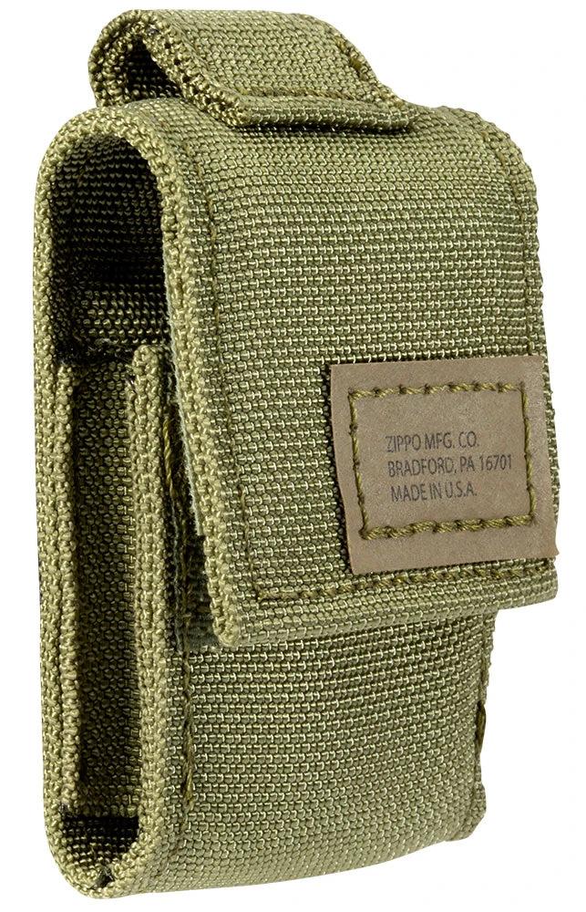 Zippo Black Crackle® Lighter with MOLLE Green Tactical Pouch by Zippo