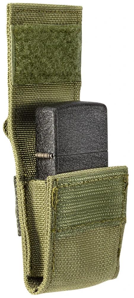 Zippo Black Crackle® Lighter with MOLLE Green Tactical Pouch by Zippo