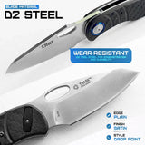 CRKT Trask Deadbolt Lock Knife Black GRN Handle 3.25in Satin D2 Blade for Premium EDC Enthusiasts by CRKT