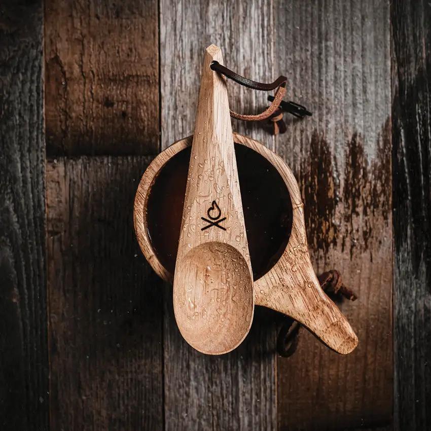 Uberleben Kanu Wood Spoon Handcrafted Camping Utensil For Outdoor Cooks BPA Free Hardwood 6 Inch by Uberleben