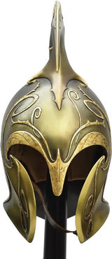 United Cutlery High Elven War Helm Replica - Authentic Screen-Accurate LOTR Prop With Wood Display Stand by United Cutlery