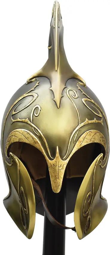 United Cutlery High Elven War Helm Replica - Authentic Screen-Accurate LOTR Prop With Wood Display Stand by United Cutlery