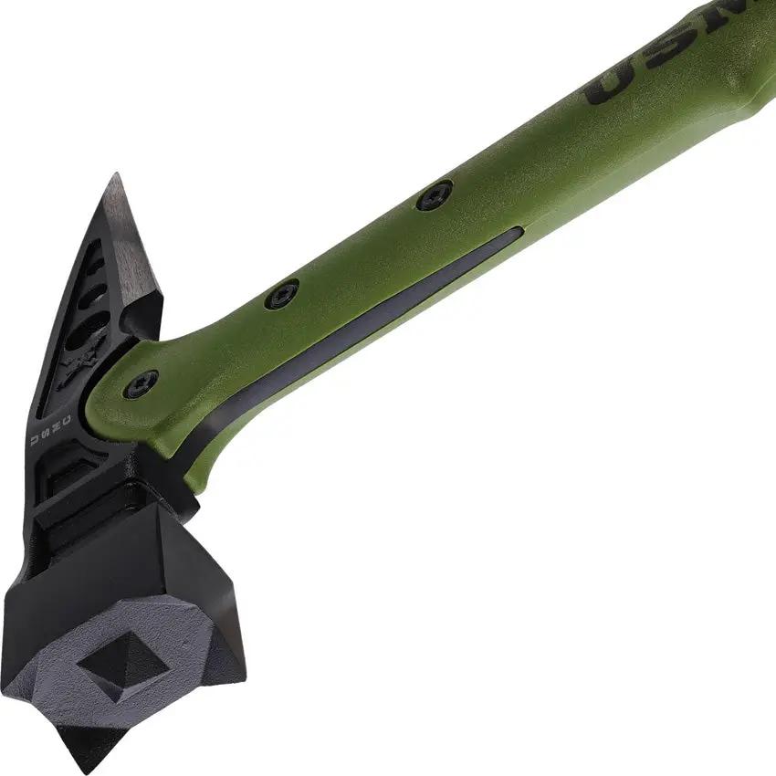 United Cutlery M48 Tactical War Hammer UC3095 - Breaching Tool With Spike End And Green FRN Grip by United Cutlery