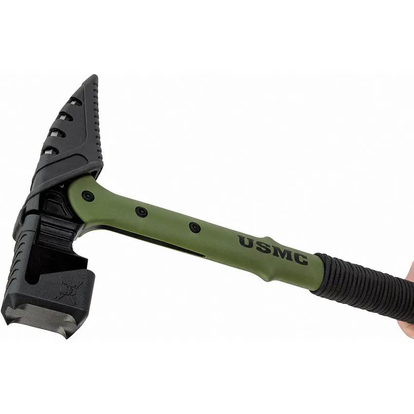 United Cutlery M48 Tactical War Hammer UC3095 - Breaching Tool With Spike End And Green FRN Grip by United Cutlery