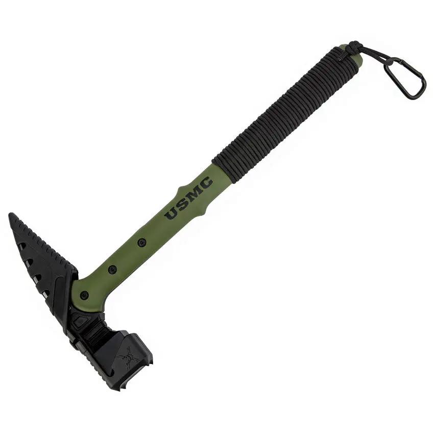 United Cutlery M48 Tactical War Hammer UC3095 - Breaching Tool With Spike End And Green FRN Grip by United Cutlery