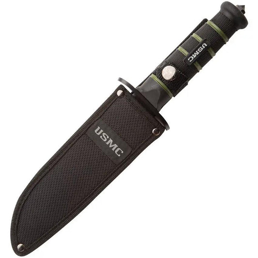 United Cutlery USMC Blackout Combat Fighter Knife 12.5 Inch Glass Breaker Tactical Grip - Rugged Outdoor Fixed Blade by United Cutlery