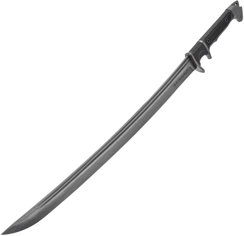 United Cutlery Honshu Sub Hilt Wakizashi UC3474D - Damascus Blade, Black TPR Grip, Wood Scabbard, Collectors Edition by United Cutlery