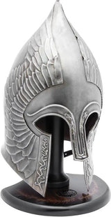 United Cutlery LOTR Helm Stand - Premium Wood Construction with Elven Gold Script Shield for Collectors by United Cutlery