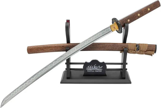 United Cutlery Shikoto Tigerwood Wakizashi UC3629 - Full Tang T10 Clay Tempered Blade Tigerwood Handle Edition by United Cutlery