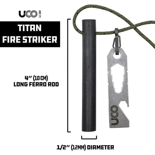UCO Titan Fire Striker 20K Strike Ferro Rod Kit Outdoors by UCO