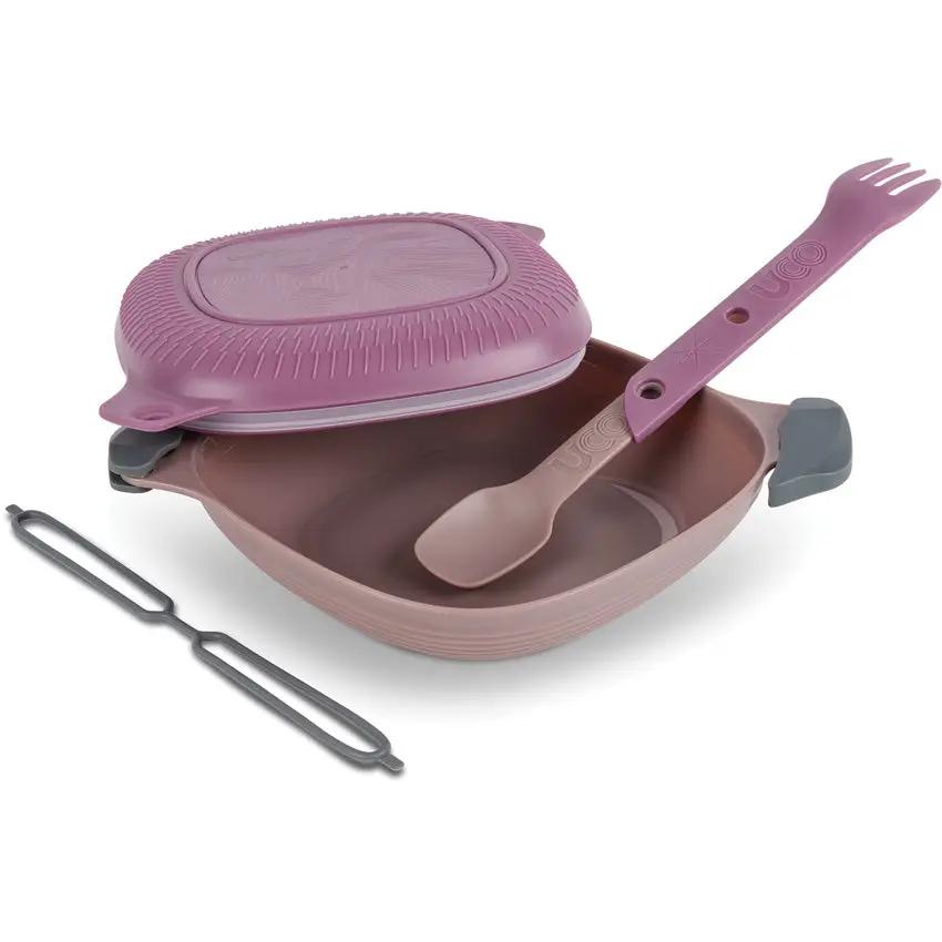 UCO Eco 5 Piece Mess Kit Plum With Leak Proof Locking Lid BPA Free Dishwasher Safe For Campers Outdoor Enthusiasts by UCO