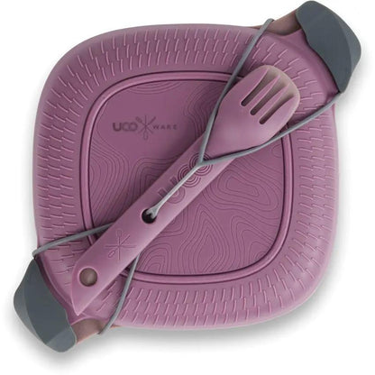 UCO Eco 5 Piece Mess Kit Plum With Leak Proof Locking Lid BPA Free Dishwasher Safe For Campers Outdoor Enthusiasts by UCO