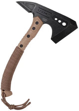 USMC Tactical Axe Tan M-AXE3001TN - 11 Inch Overall with Black Stonewash 3Cr13MoV Head and Tan Cord Wrapped Handle by USMC