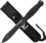 USMC Fixed Blade Knife - Sawback Black Coated 3Cr13 Stainless Blade With Glass Breaker And FRN Handle by USMC