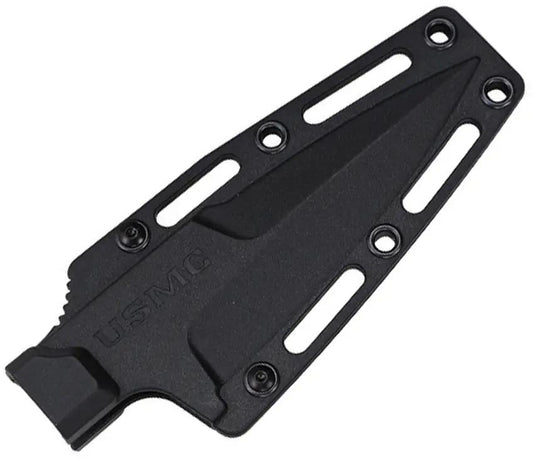 USMC Fixed Blade Knife M-FIX3005BK - Two Tone Stainless Spear Point Blade With Black Nylon Handle And Full Tang by USMC
