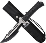 USMC Fixed Blade M-FIX3006BK - Sawback Black Finish With Full Tang And G10 Handle by USMC