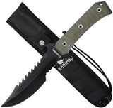 USMC Fixed Blade Knife M-FIX3006GN - Green G10 Handle, Sawback Blade, Full Tang, Partial Serration by USMC