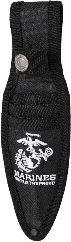 USMC Throwing Knife Set SW M-T3003SL - One Piece Construction Stonewash Stainless Blades Black Nylon Belt Sheath by USMC
