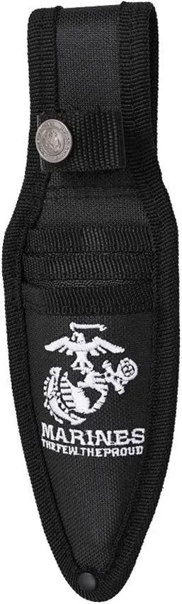 USMC Throwing Knife Set Three Piece Black Stonewash Stainless Knives With Finger Ring And Nylon Belt Sheath by USMC
