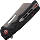 Utica Disruption V Button Lock Knife - 4.5 Inch Closed, 3.25 Inch Stonewash Stainless Blade, Black G10 Handle by Utica