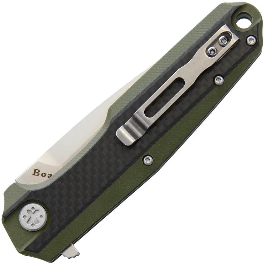 Ultra-X BOA Linerlock G10/CF UXHK209B - 3.5 Inch Satin D2 Tanto Blade With Carbon Fiber Inlay by Ultra-X