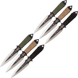Uzi Throwing Knife Set - Two Tone 4 Inch Double Edge Stainless Blades With Cord Wrapped Handles And Secure Nylon Sheath by Uzi