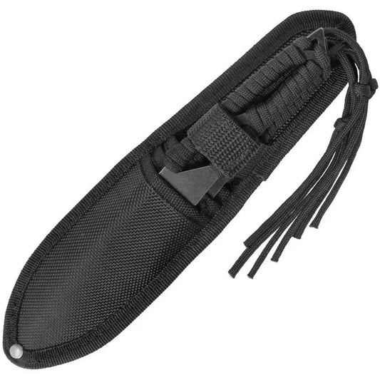 Uzi Throwing Knife Set - 8 Inch Overall, 4 Inch Black Stonewash Stainless Blades, Full Tang, 3 Piece With Belt Sheath by Uzi