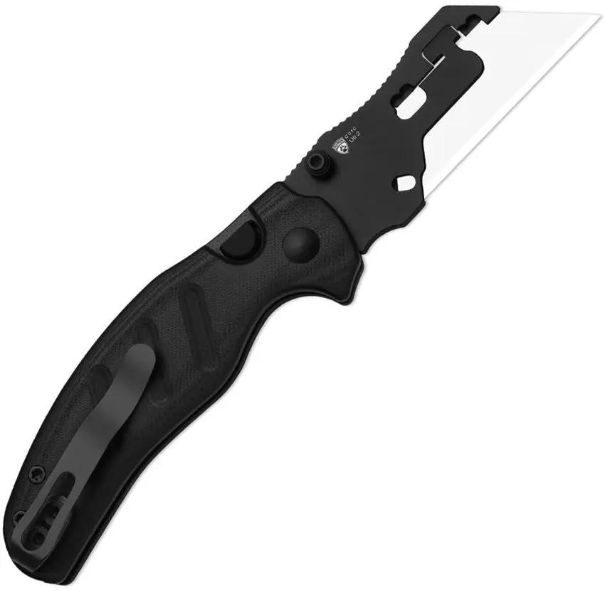 Kizer Cutlery C01C Uti Folding Knife 2 Button Lock With Snap In Blade System Six Replaceable Blades Black G10 EDC Ready by Kizer Cutlery