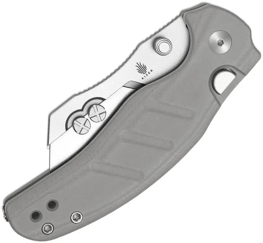 Kizer Cutlery C01C UTI 1 Button Lock Knife With Six Versatile Replaceable Blades For EDC Enthusiasts Gray G10 by Kizer Cutlery